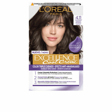 Permanent Colour Creme L'Oreal Make Up Excellence Cool Creme 4.11-castaño ceniza intenso