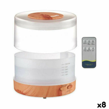 Humidificador Difusor de Aromas com LED Multicores Branco Castanho 500 ml (8 Unidades)