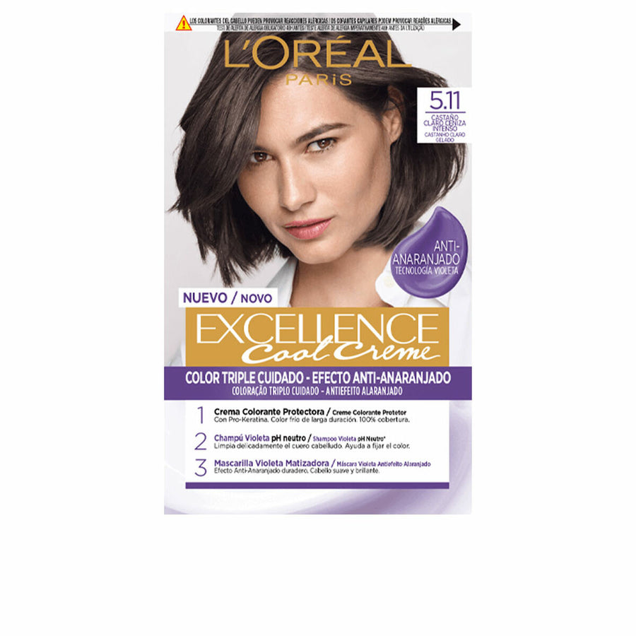 Coloração Permanente em Creme L'Oreal Make Up Excellence Cool 5.11-castaño claro ceniza intenso