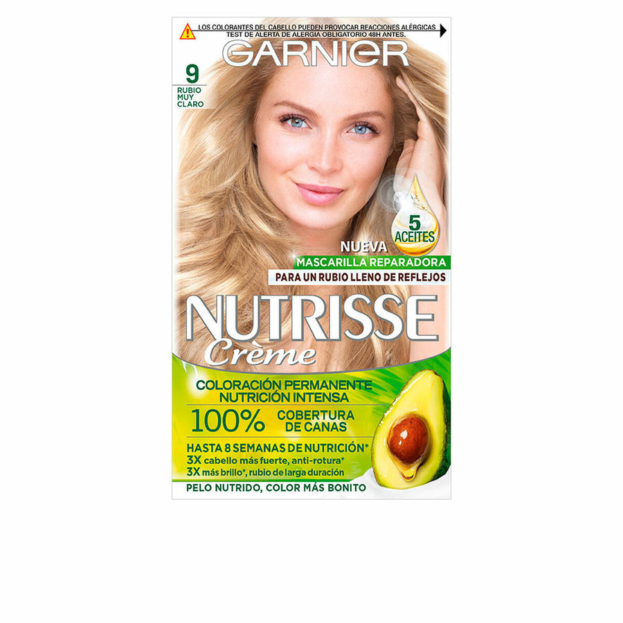 Coloração Permanente em Creme Garnier Nutrisse Nº 9.0-rubio muy claro (3 Unidades)