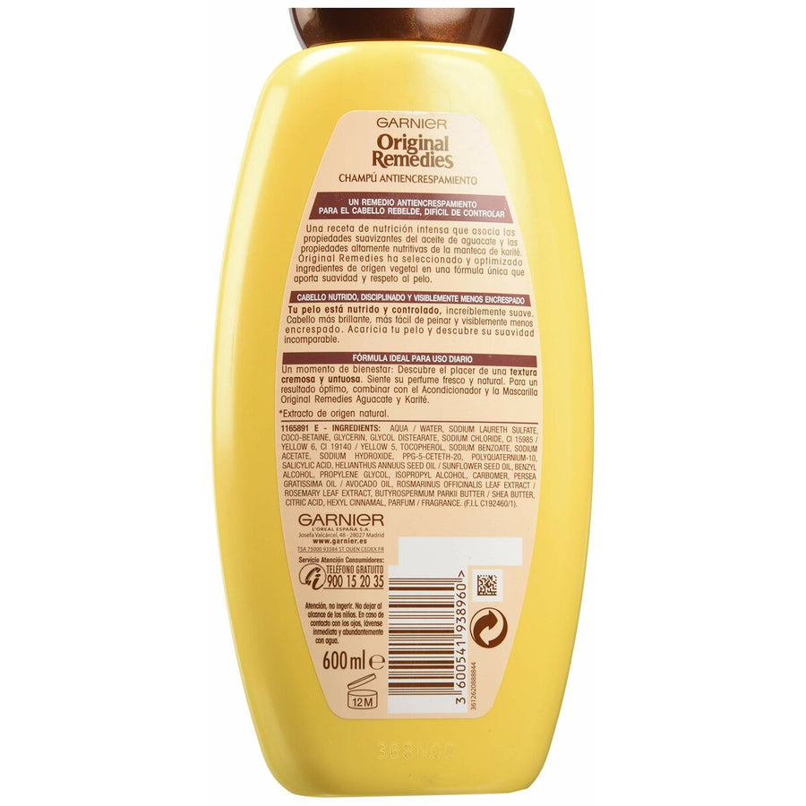 Champô Antiencrespamento Garnier Original Remedies Abacate Karité 600 ml