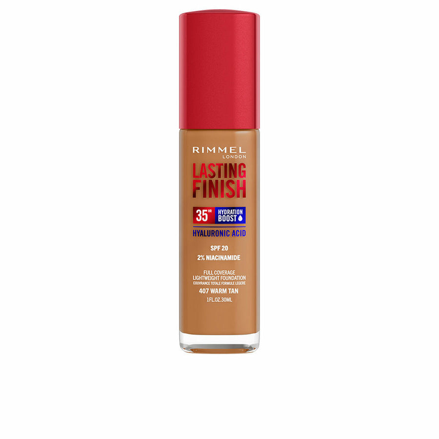 Base de Maquilhagem Cremosa Rimmel London Lasting Finish Nº 407 Warm Tan Spf 20 30 ml