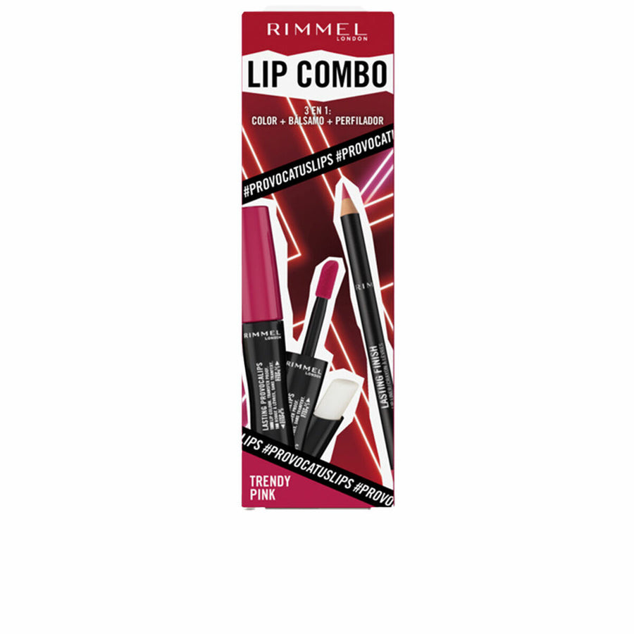 Conjunto de Maquilhagem Rimmel London Lip Combo 3 Peças Trendy Pink