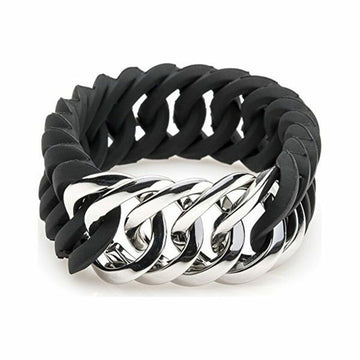 Bracelete TheRubz 100173 Preto Silicone Aço inoxidável Prateado Aço/Silicone