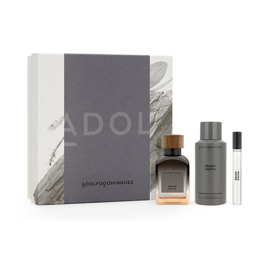 Conjunto de Perfume Homem Adolfo Dominguez Ébano Salvia 3 Peças