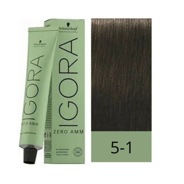 Tinta Permanente Schwarzkopf Igora Zero Amm Nº 5-1 Castanho Claro Acinzentado 60 ml